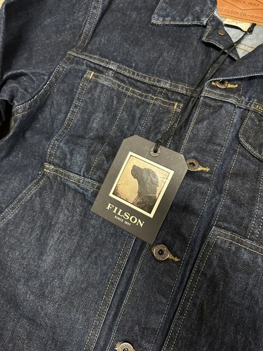 NWT Filson Unlined Denim Short Cruiser Rinsed Indigo Blue Mens Button USA Small - Picture 4 of 7