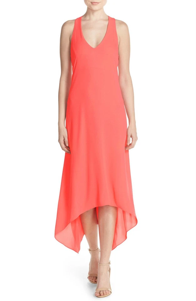 Nuevo sin etiquetas Vestido Maxi BCBG MAXAZRIA 'Ariell' Corte Georgette Alto/Bajo $328 ` Talla XS Foto 2 de 4