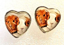 Guinea Pig Friends Small Heart Shaped Post Stud Earrings Jewelry