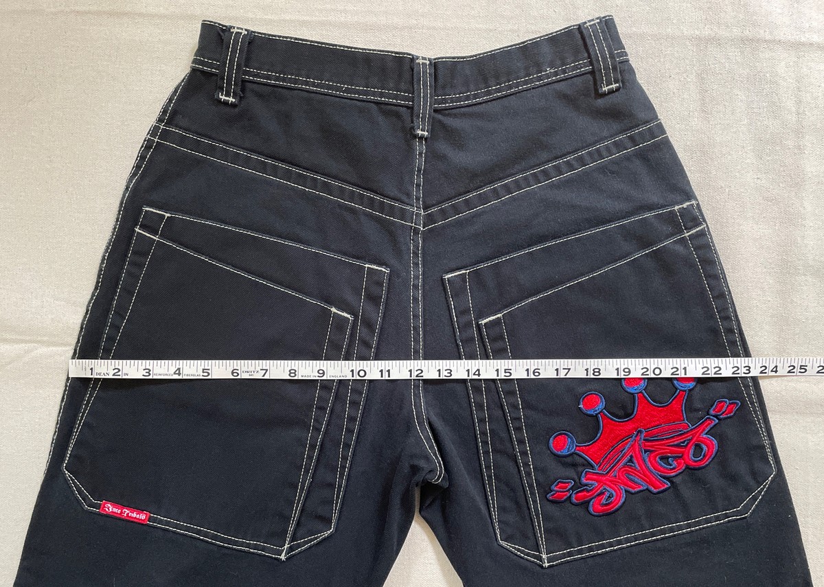 Vintage 90s JNCO Jeans Tribals Red JNCO Crown Black Denim M1855D51