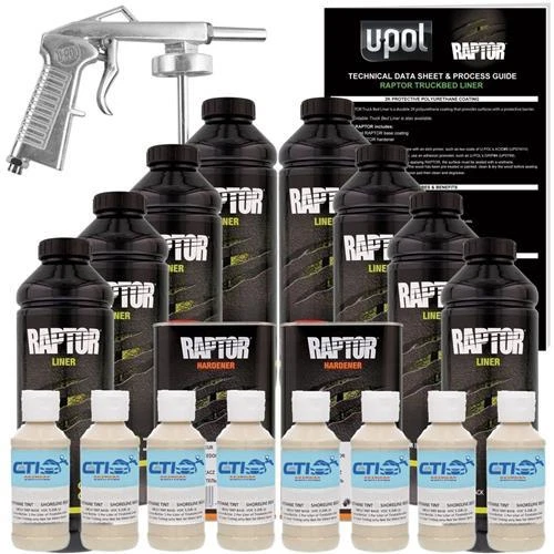 UPOL Raptor Desert Tan Urethane Spray-On Bed Liner Kit w/ Free Spray Gun 8L