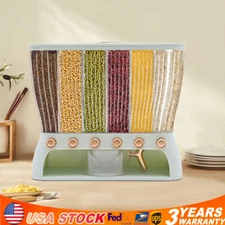 6 in 1 Sealed Rice Dispenser Kitchen Pantry Cereal Dry Grain Container For Beans