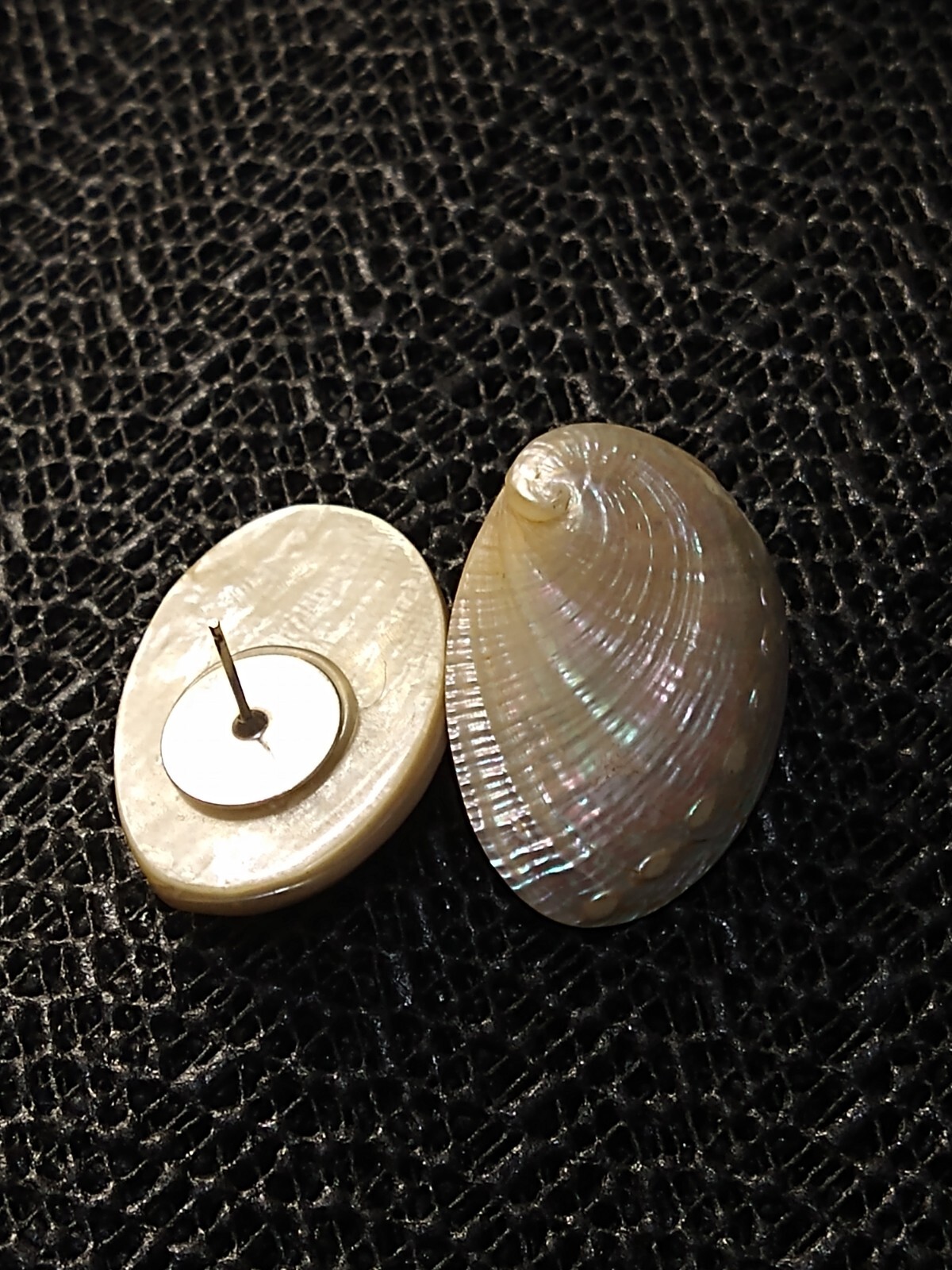 Vintage Iridescent Shell   Stud Earrings - image 2