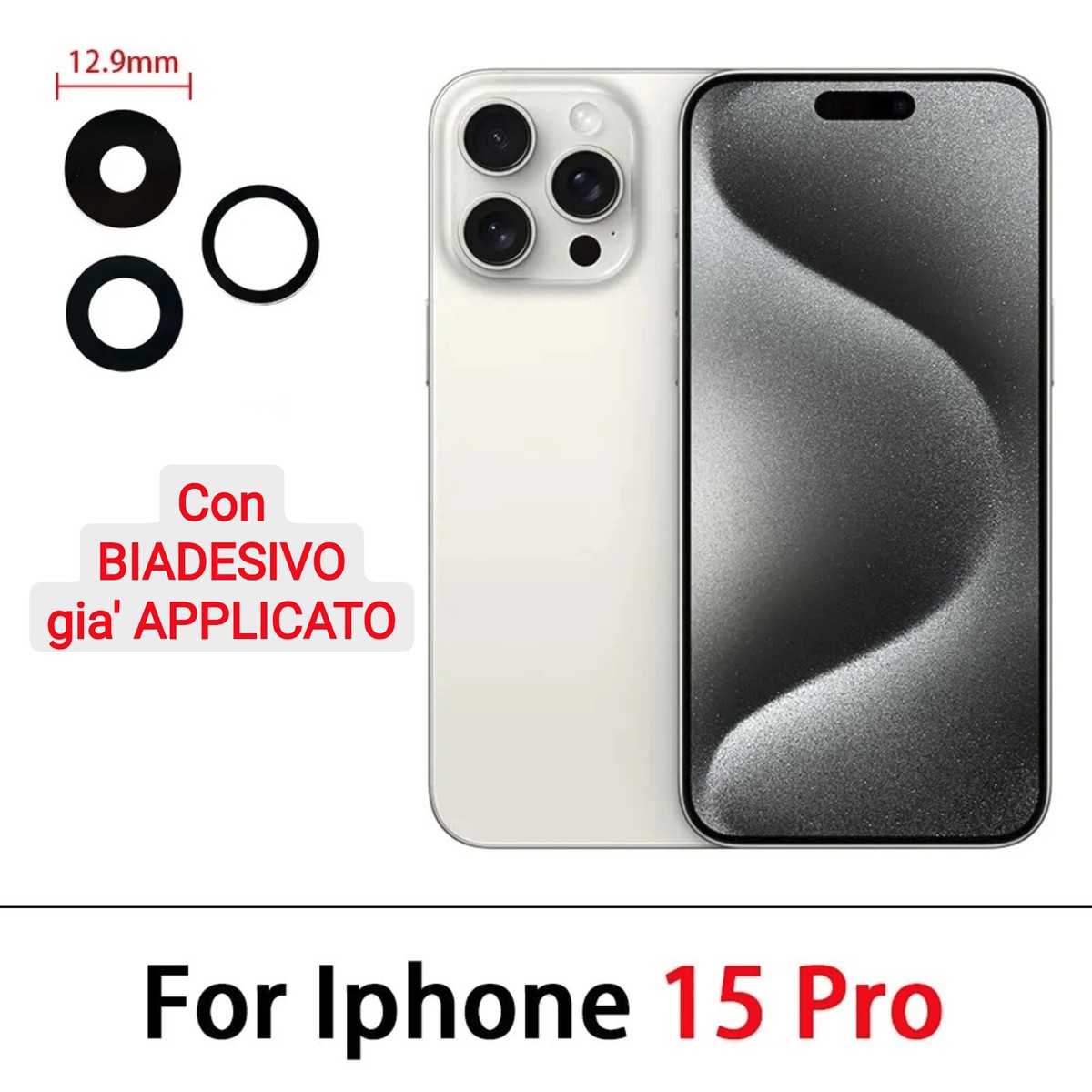 Kit Sostituzione Vetro Fotocamera Posteriore Per IPhone 15 Pro Max – Include Adesivo, Pinzette E Panno – Compatibile Con Modelli A2849, A3105, A3106, A3108 - 3