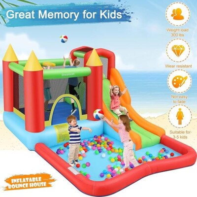 Rocket Castle Bouncer, Water Bounce House & Slide, Climb&Jump All-in-one Bouncer