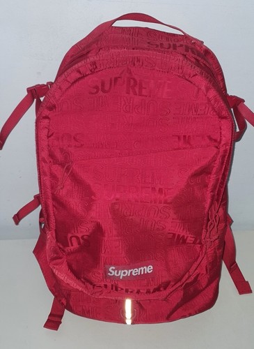 SS19 Supreme red backpack Cordura Fabric box logo Bag - 第 1/15 張圖片