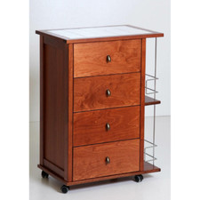 Cassettiera POKER con portabottiglie e piano in mattonelle Ciliegio