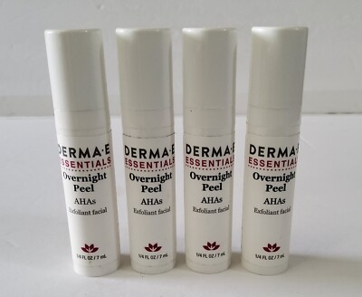 Lot Of 4- Derma-E Essentials Overnight Peel Exfoliant Facial Travel 0.25 oz/7ml