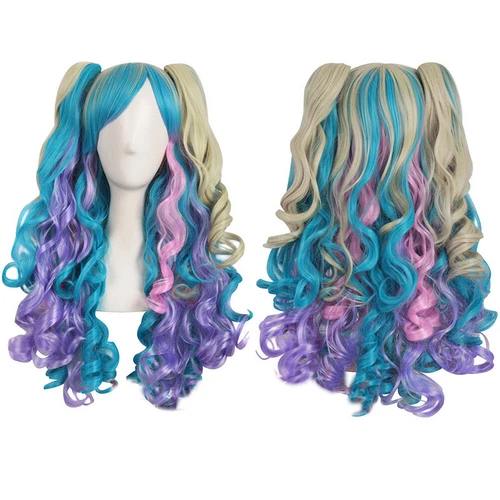 Mapof Beauty 28" Long Wavy Cosplay Wigs Lolita Curly Wavy 2 Ponytail Hair - Picture 45 of 47