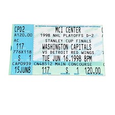 1998 Detroit Red Wings Stanley Cup FINALS Capitals Ticket NHL Hockey - CLINCHER!