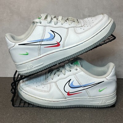 Nike Air Force 1 Low Multi Swoosh Weiß Grün Turnschuhe Sneaker Schuhe | UK5/EU38