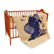 Wolldecke Merino Elefant Blau Wohndecke Kuscheldecke Tagesdecke Kinderzimmer