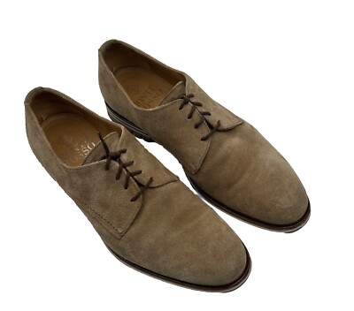Men's US 9 Monte Rosso Grado Tan Suede Leather Oxford Shoes Made In Italy EU 42