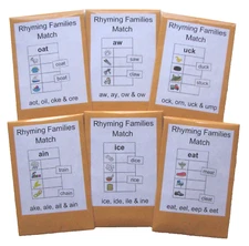 6 Educational Literacy Centers Learning Resource Games Rhyming Families