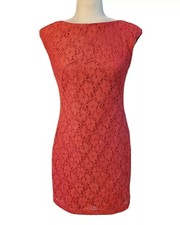Chaps Women's Pink Lace Polyester Sleeveless Shift Lined Dress - Size 2