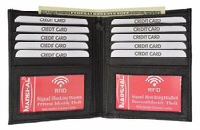 RFID Blocking 2 ID Bifold Hipster Credit Card Wallet Premium Lambskin by Marshal