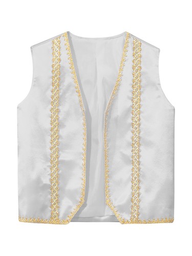 Kids Boys Girl Arabian Prince Costume Open Front Shiny Vest Halloween Cosplay - Picture 120 of 123