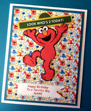 Elmo Birthday Card Personalized for 1-5 Year Old with Name  Age Verse Inside