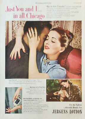 1945 Jergens lotion Vintage Ad Just you and I in all Chicago