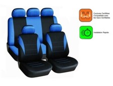 Autonet Opel Ford Skoda Autositze Sitzbezüge Komplett-Set Blau Stoff Waschbar