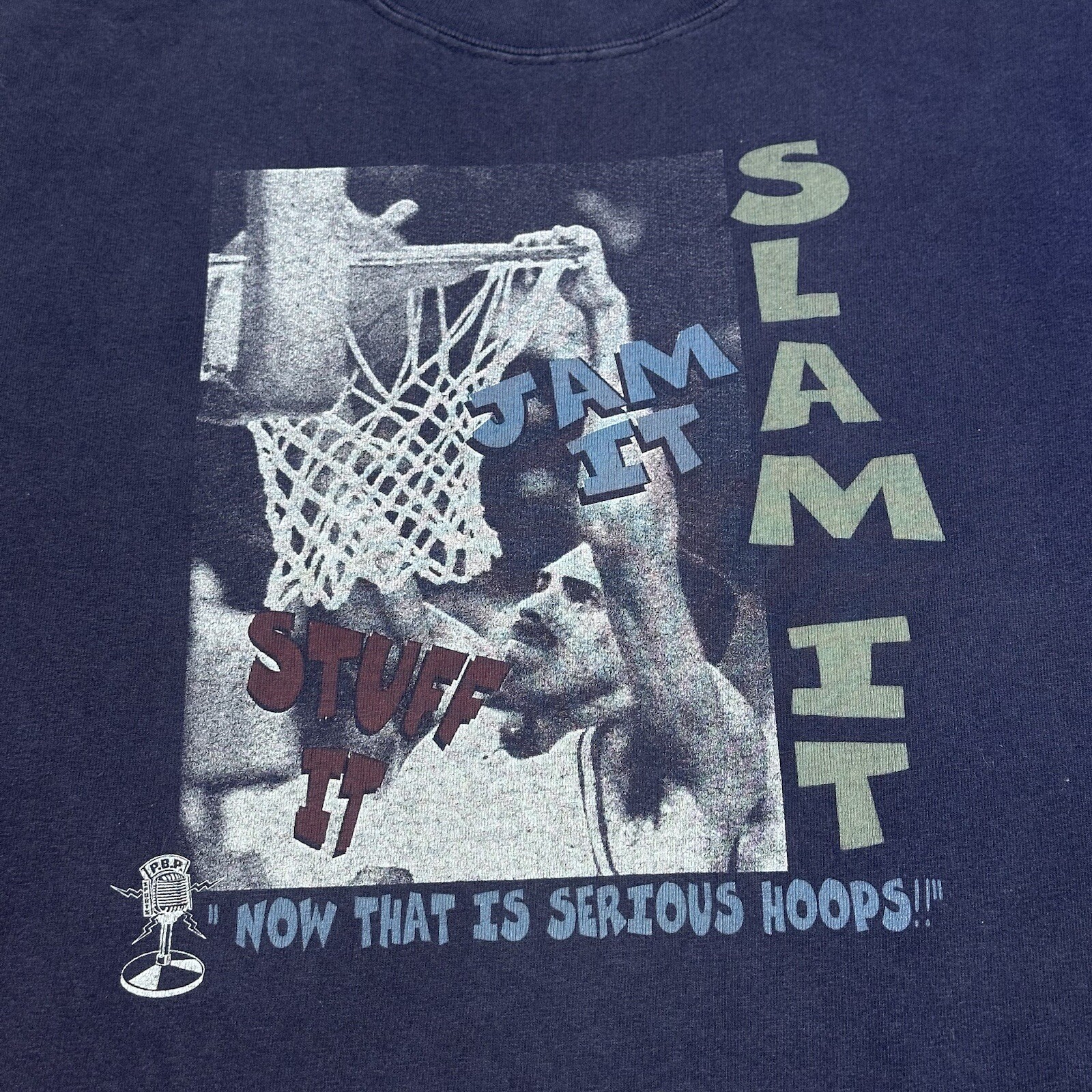 Vintage 1990s Basketball Slam It Dunk Graphic Long Sleeve Shirt Sz Medium Youth