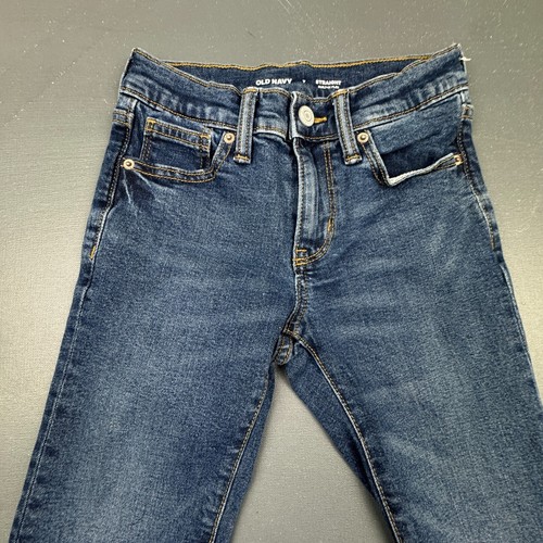 Old Navy Kids Girls Straight Leg Jeans 7 Blue Faded Built-In Flex Denim Pants - Picture 2 of 10
