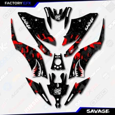 Black & Red Savage Camo Racing Graphics kit fits Yamaha Raptor 125 250 11-25 