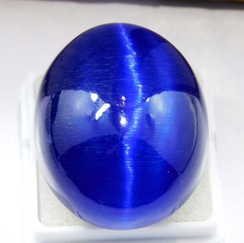Cabochon ovale occhio di gatto blu crisoberillo naturale 104,30 ct pietra preziosa sfusa - Foto 5 di 8