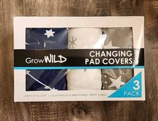GROW WILD Changing Pad Cover 3 Pack  Soft  Stretchy Jersey Cotton  Baby