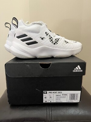 *Pre-owned Unisex White & Black Adidas Pro N3XT 2021  Basketball Shoes,  6.5/7.5