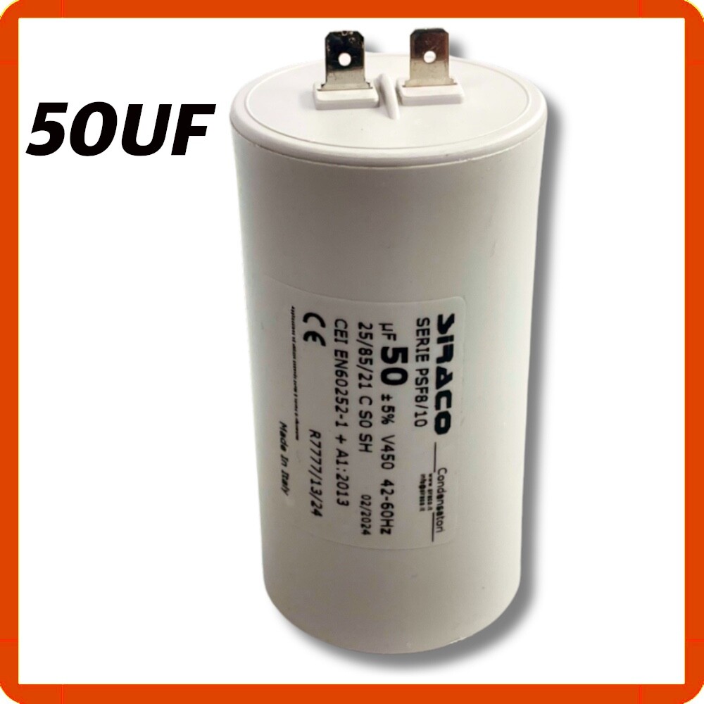 Condensatore Professionale 50uF 450V AC con Faston per Compressori
