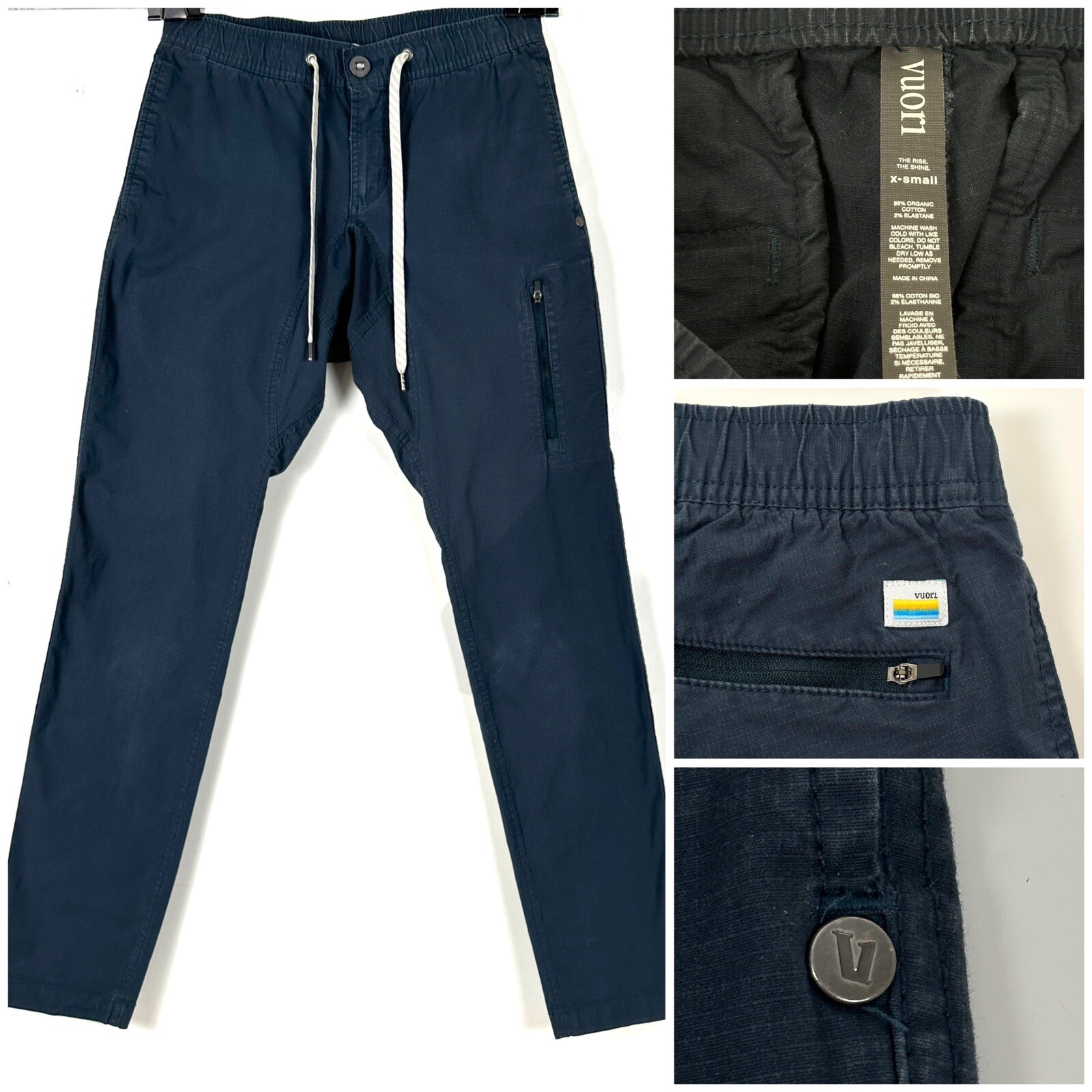 VUORI Men’s RIPSTOP CLIMBER Joggers Pants Size X Small Blue Inseam 30 Inches