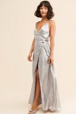 Free People Jocelyn Wrap Dress Silver 0