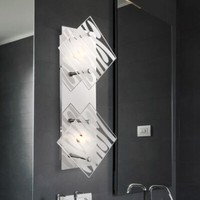 Treppenhausleuchte Wandlampe Flurleuchte Chrom G9 Gemustert Glas Teilsatiniert