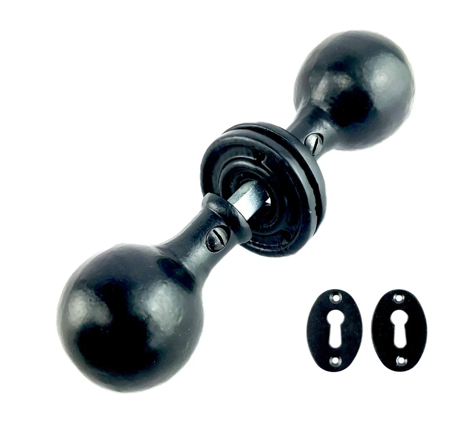 Cast Iron Door Knobs Black Oval Round Octagonal Antique Tudor Rim Or Mortice - Image 2 of 4