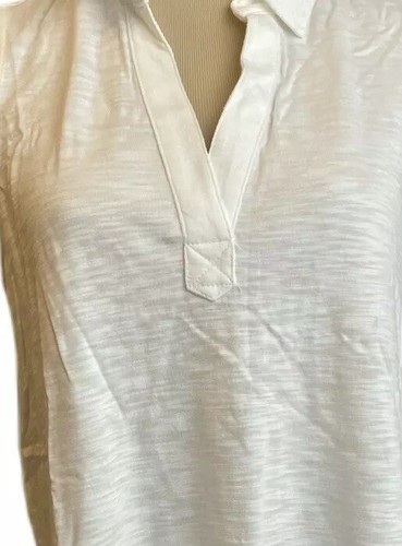 $55 SOMA Cotton Slub V Neck Tunic Sleeveless Asymmetrical Size M Optic White - Picture 4 of 4