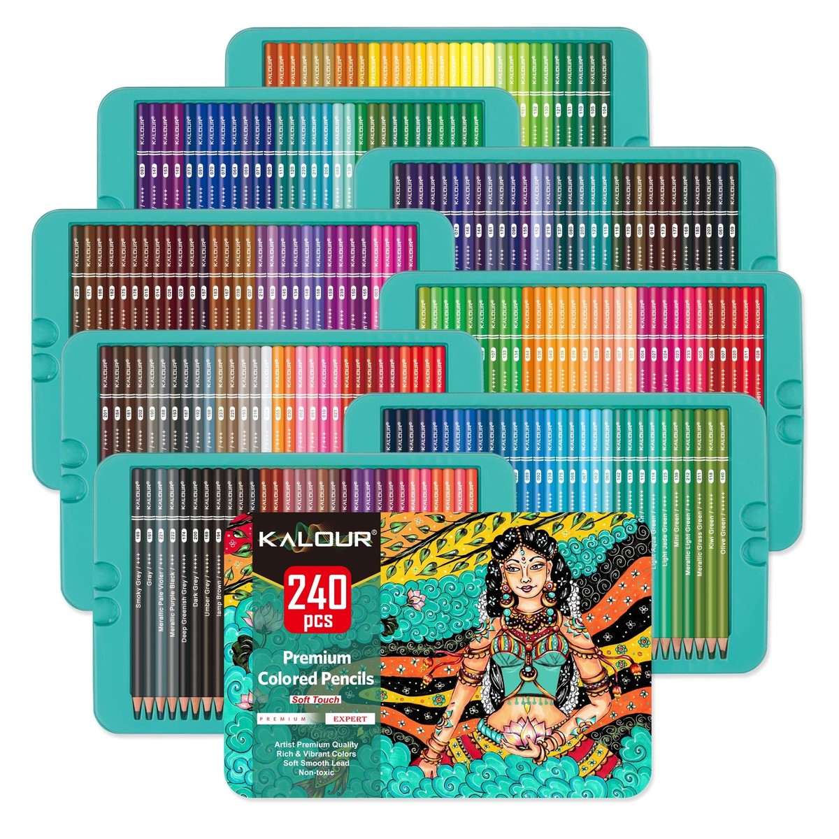 Professional Colored PencilsSet of 240 ColorsArtists Soft Core