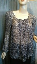 G rard Darel Women Sheer Silk Floral Long Sleeve Shirt/Blouse/Top Sz 10 US/42 EU