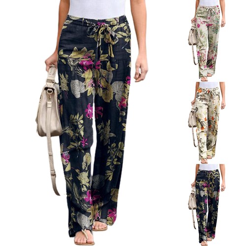 Women Boho Floral Pants Summer Casual 