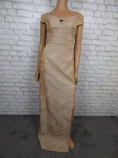  690 Black Halo Eve Gold Metallic Harrow Off Shoulder Sheath Gown 2 NWT B711