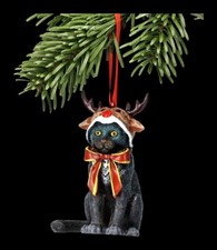 Christbaumschmuck - Katze als Rentier - Weihnachtskugel Deko Geschenk Magie