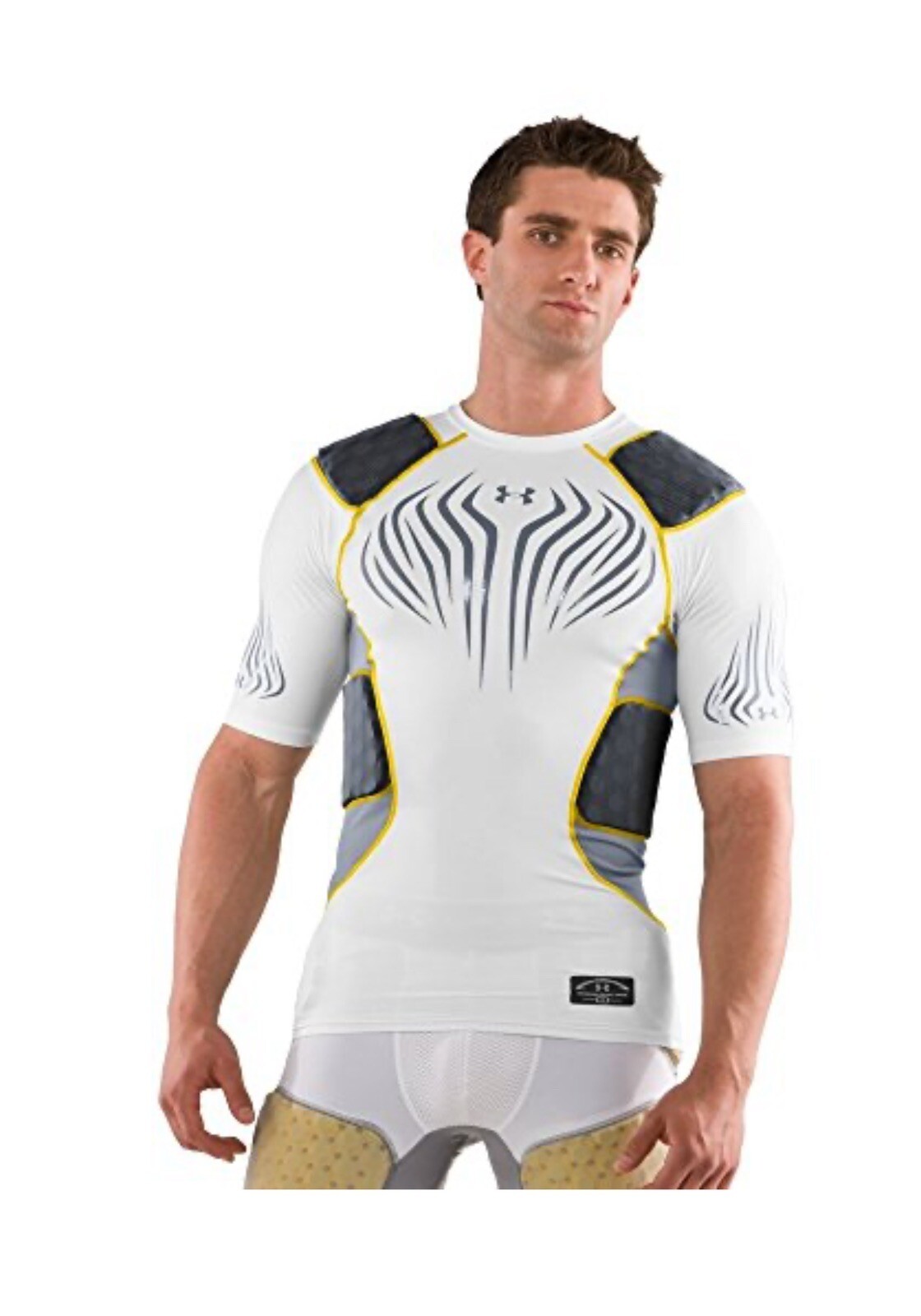 Under Armour Shirt Mens XL White Padded Compression Heat Gear Football