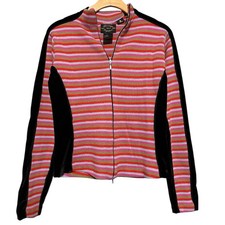 Obermeyer Vintage Women  s Size S Multi Color Striped Full Zip Sweater