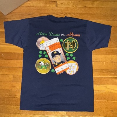 NEW~VTG~Notre Dame~Miami Hurricanes Lou Holts Catholics Vs Convicts T~Shirt XL