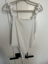Double Zero Women  s Bodysuit White Large Spaghetti Strap One Piece