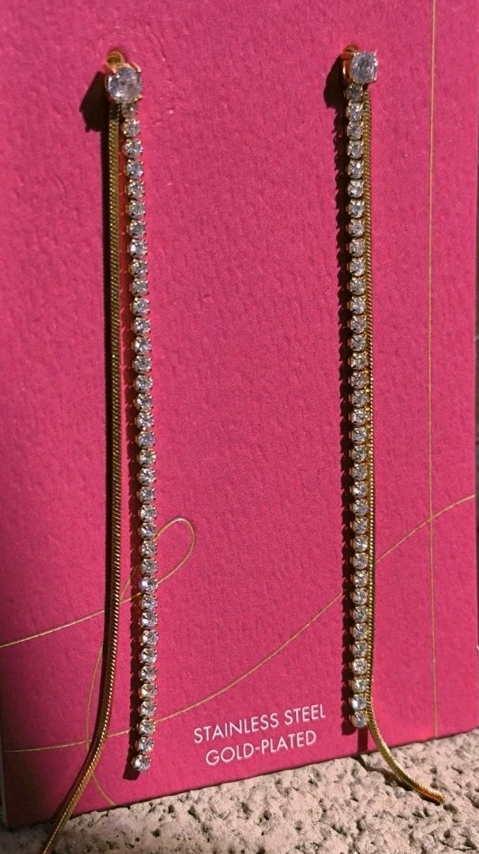 TOSH gold plated stainless steel earrings with sparkling crystals  