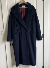 VTG Ashley Scott Women  s M/L Navy Blue 100 Wool USA Maxi Long Coat 80s/90s EXC