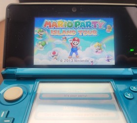 Nintendo 3DS Handheld System (CIB) - Aqua Blue NO Stylus, With Mario Party Game
