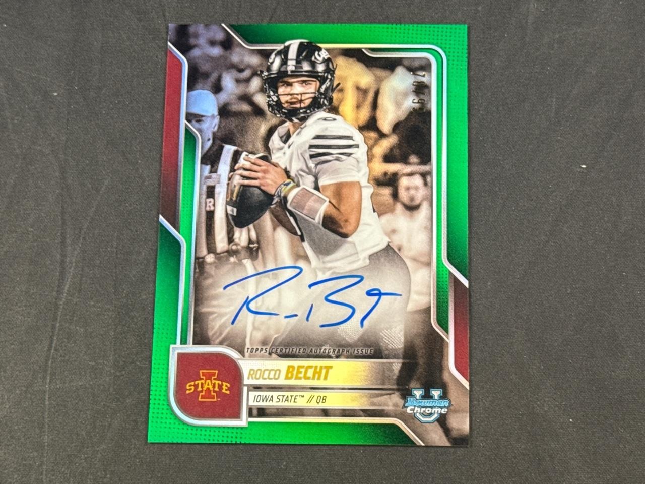 2025 BOWMAN CHROME U ROCCO BECHT BCA-RB PROSPECT GREEN REFRACTOR AUTO 78/99