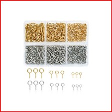 QHAJRYYC 400 PCS Small Screw Eye Pins, Small Eyelet Screws, Ring Mini Eye Pins